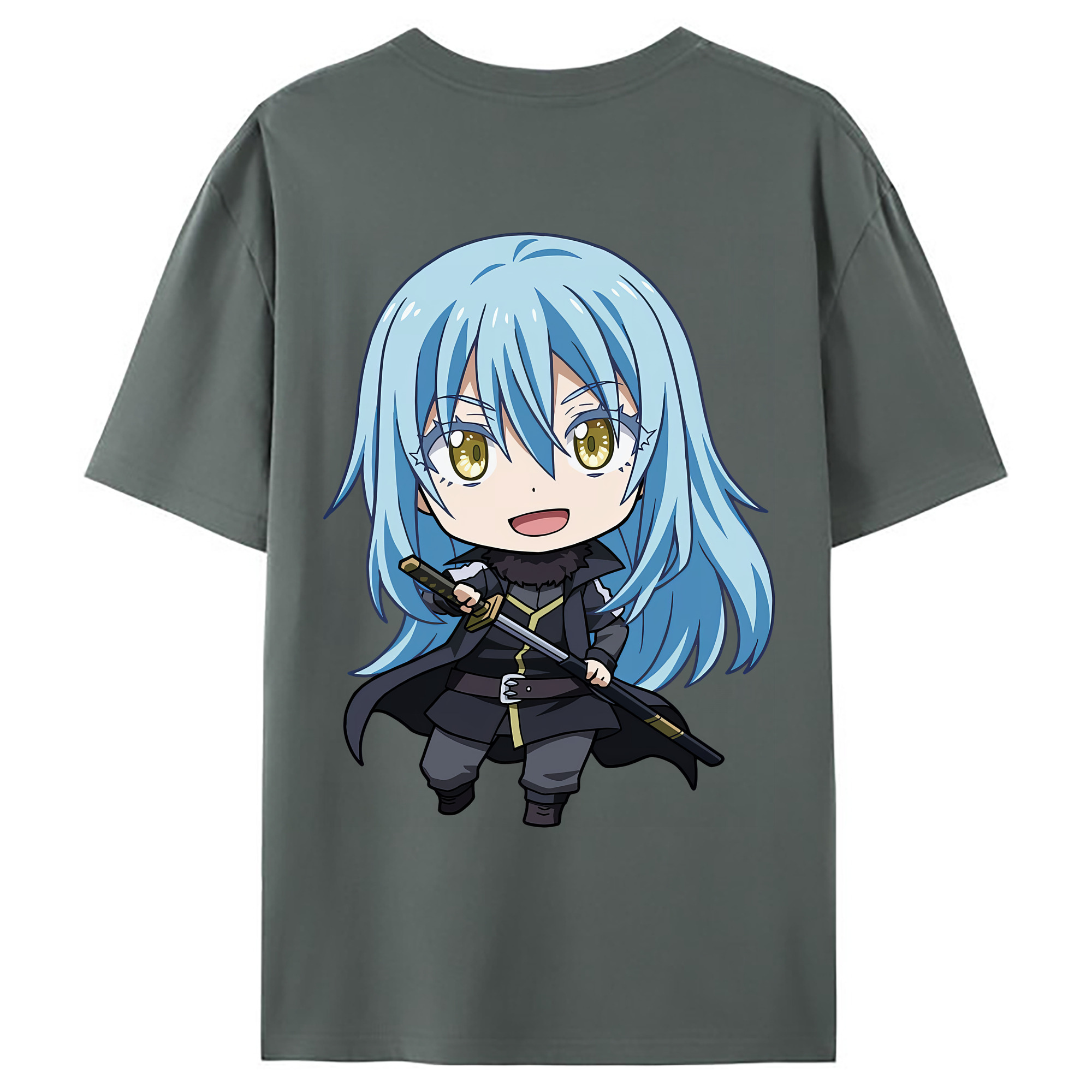 （画像用） 転スラ Regarding Reincarnated to Slime 綿100％ メンズ半袖Tシャツ（バックプリント） 通気性